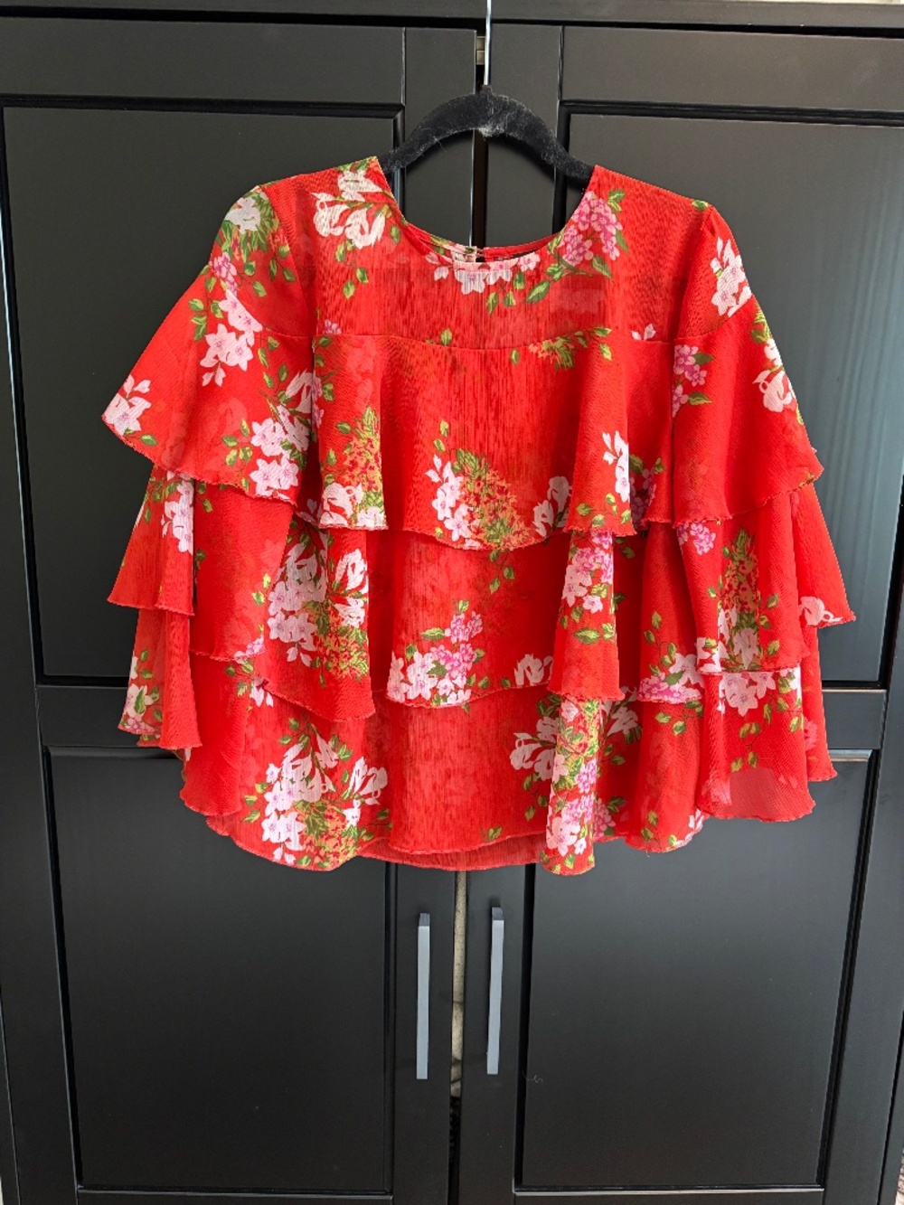 Who What Wear Floral Tiered Sleeve Blouse